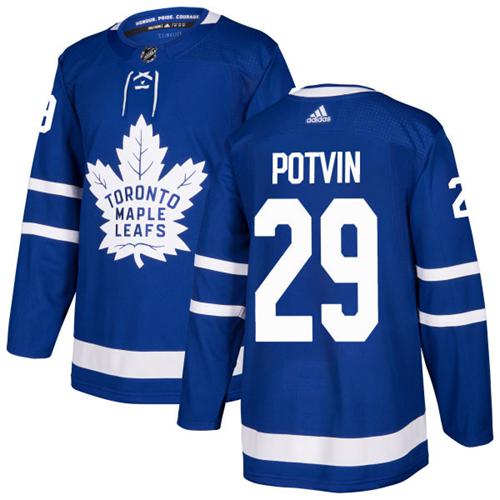 Adidas Maple Leafs #29 Felix Potvin Blue Home Authentic Stitched NHL Jersey - Click Image to Close